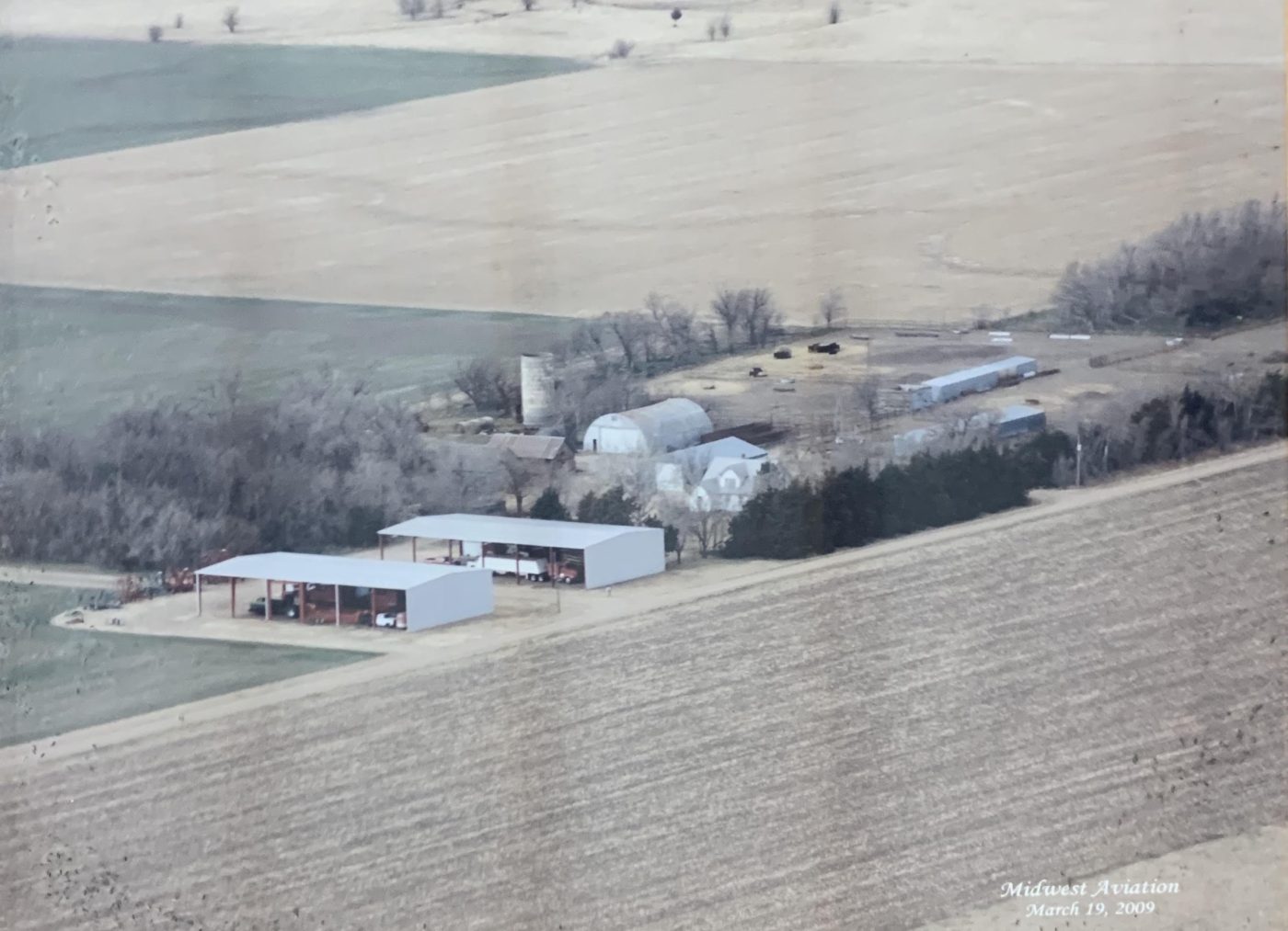A Midwest Aviation flyover of the machine sheds and yard.