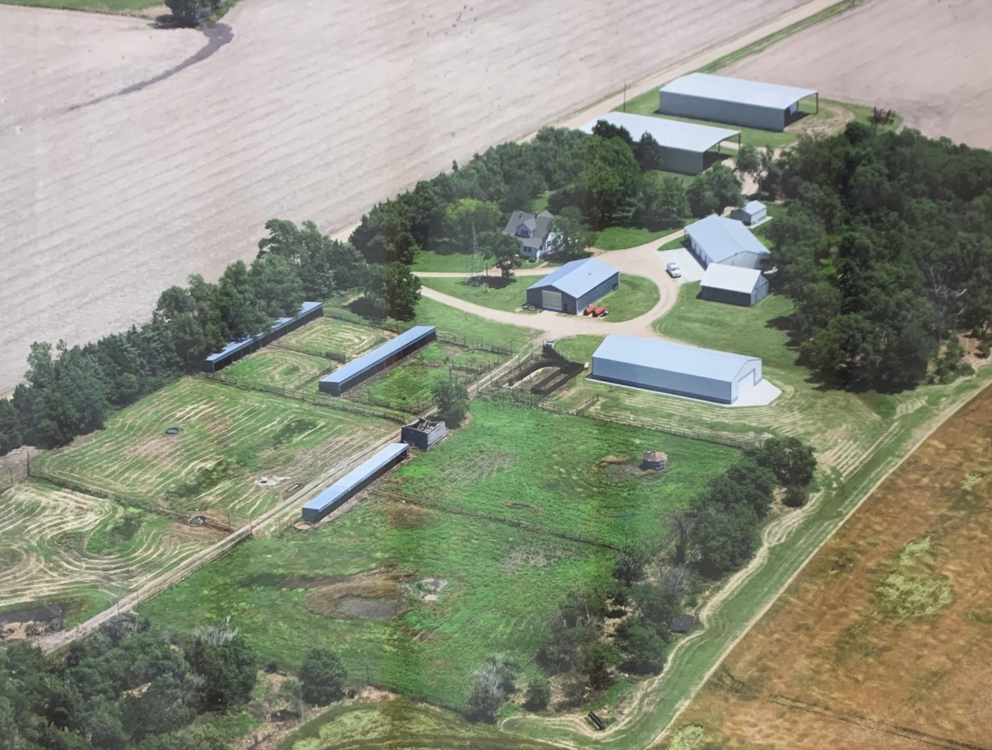 Aerial view of the farm today